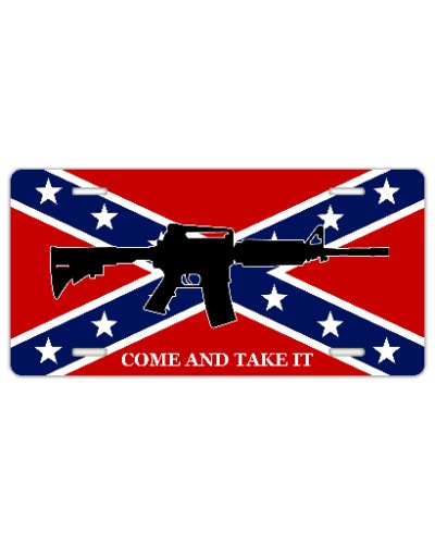 Confederate Come and Take It AR-15 sublimated car tag